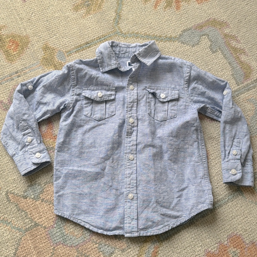 3T blue white stripe button down Janie and Jack